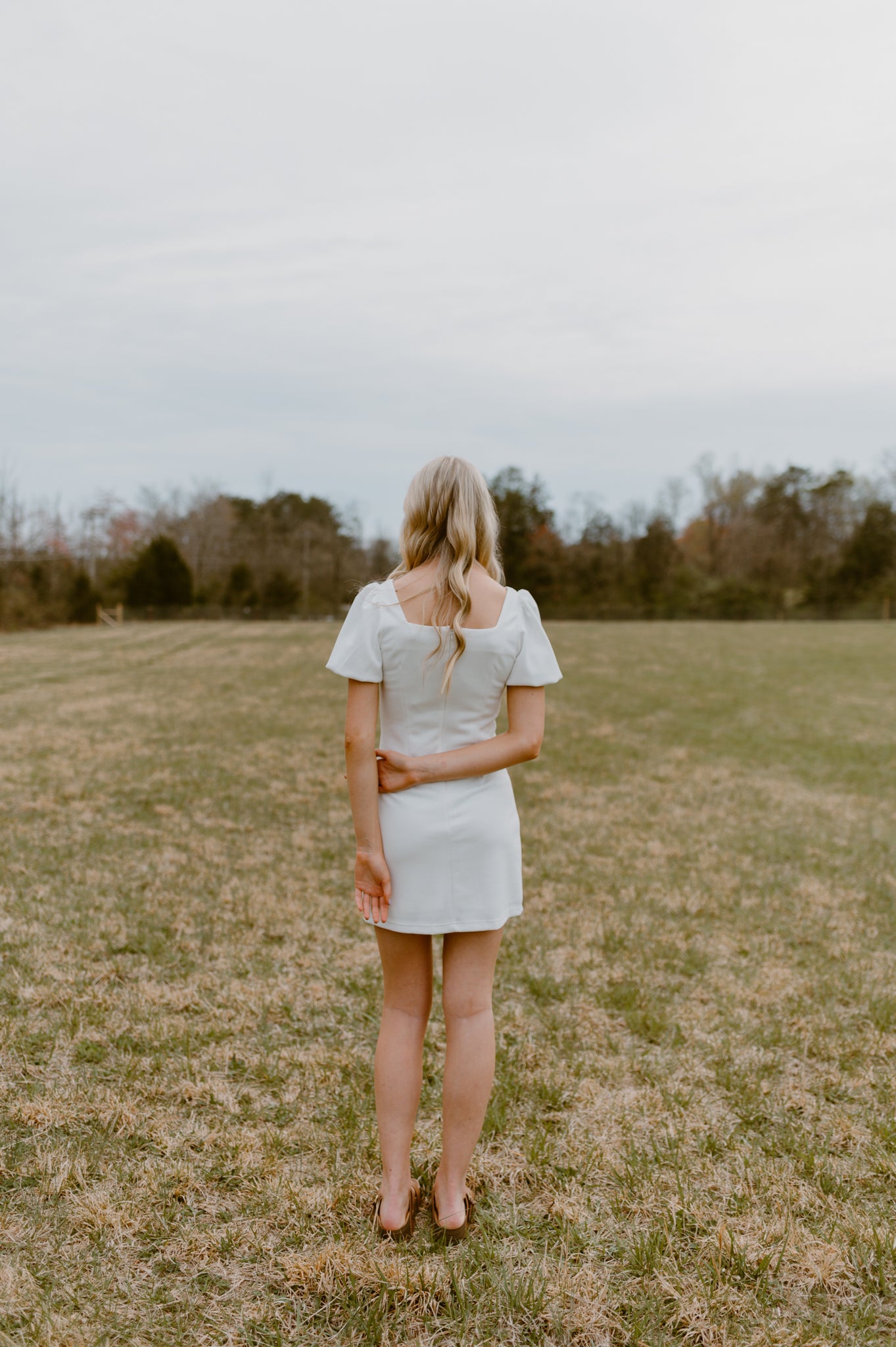 Puff Sleeve Knit Mini Dress | White