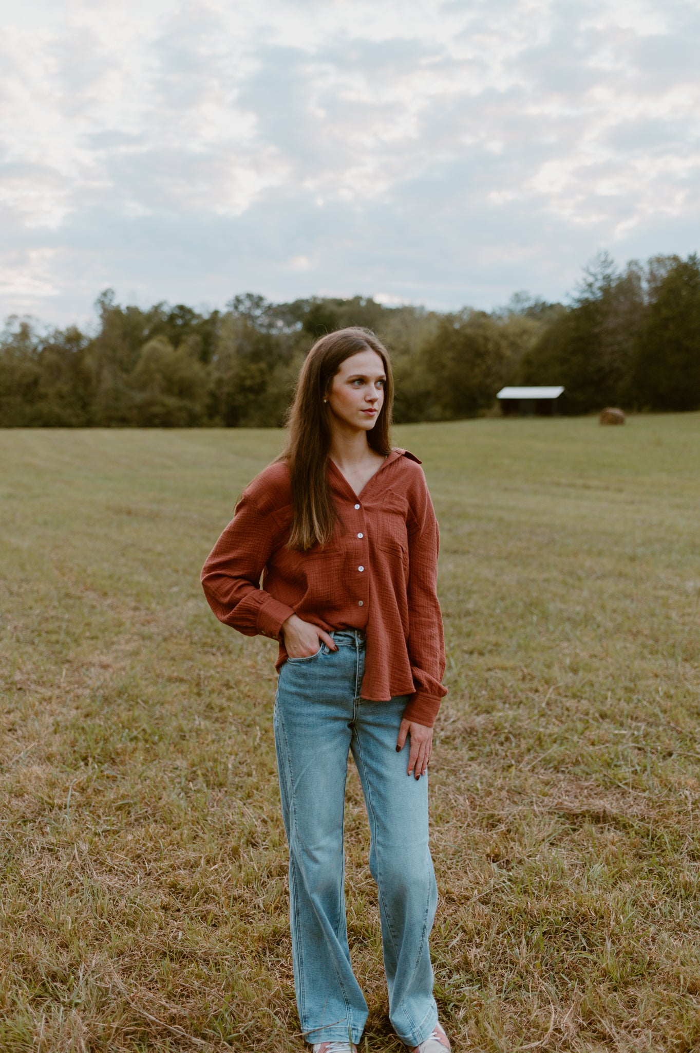 Dreaming of Fall Blouse-Dark Rust