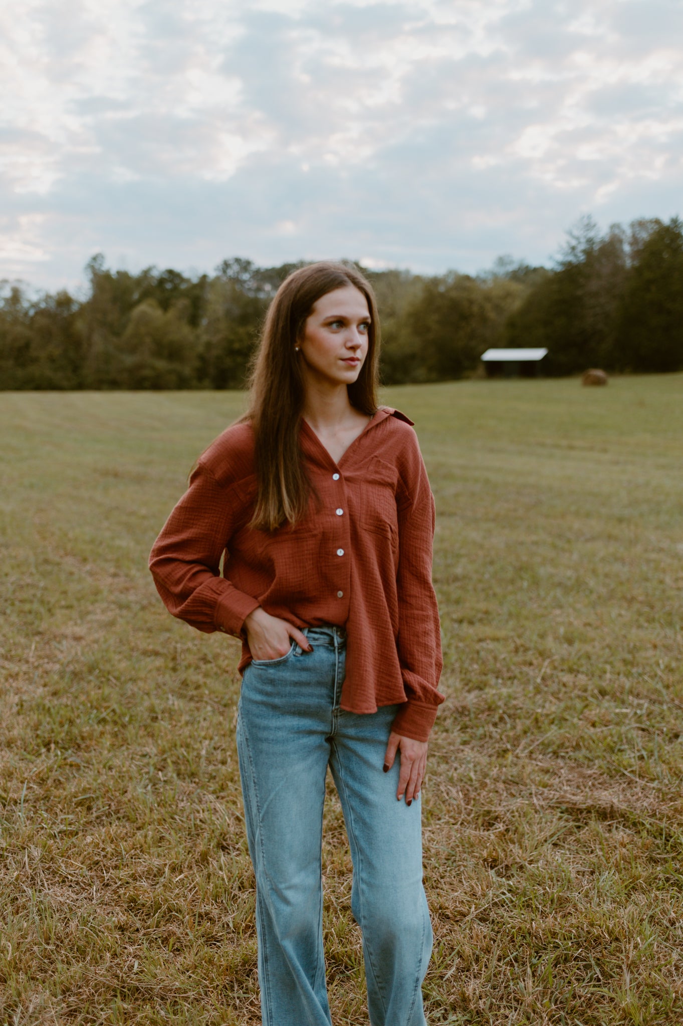 Dreaming of Fall Blouse-Dark Rust
