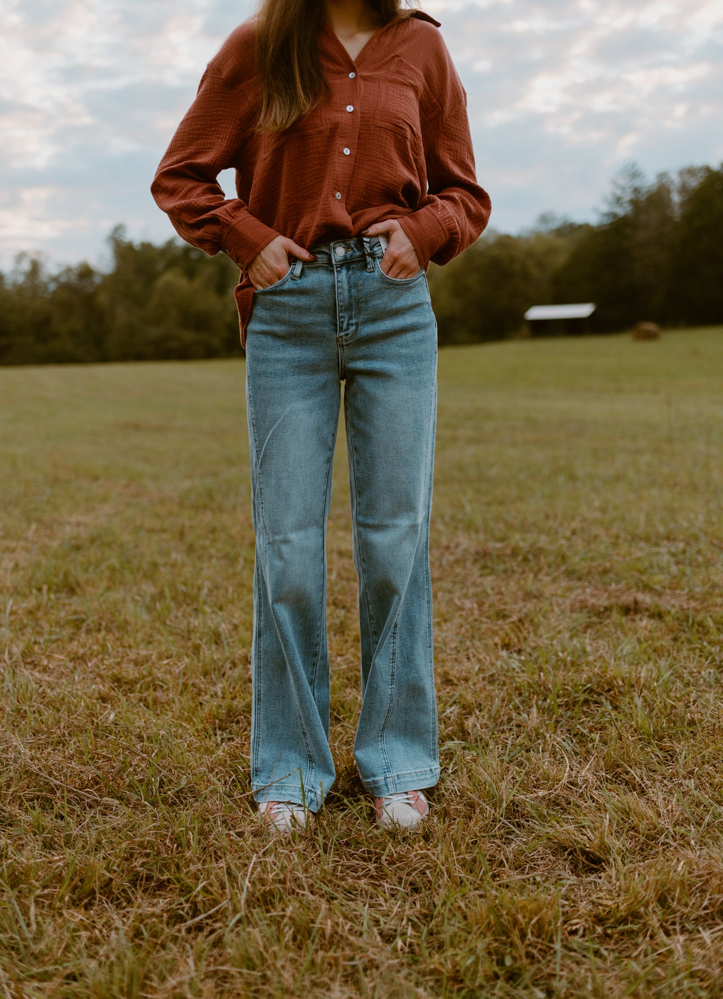Judy Blue High Waisted Side Seam Detail Retro Wide Leg Jeans