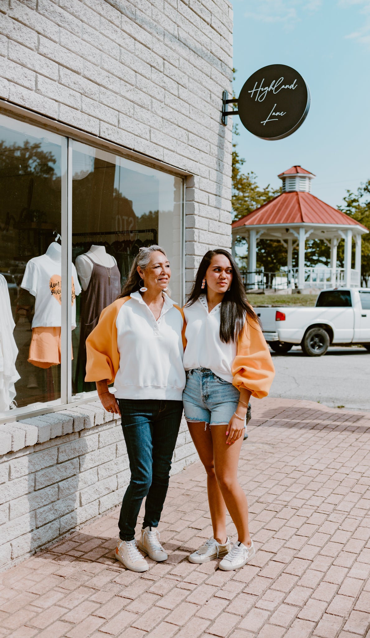 Orange and White Colorblock Sweatshirt