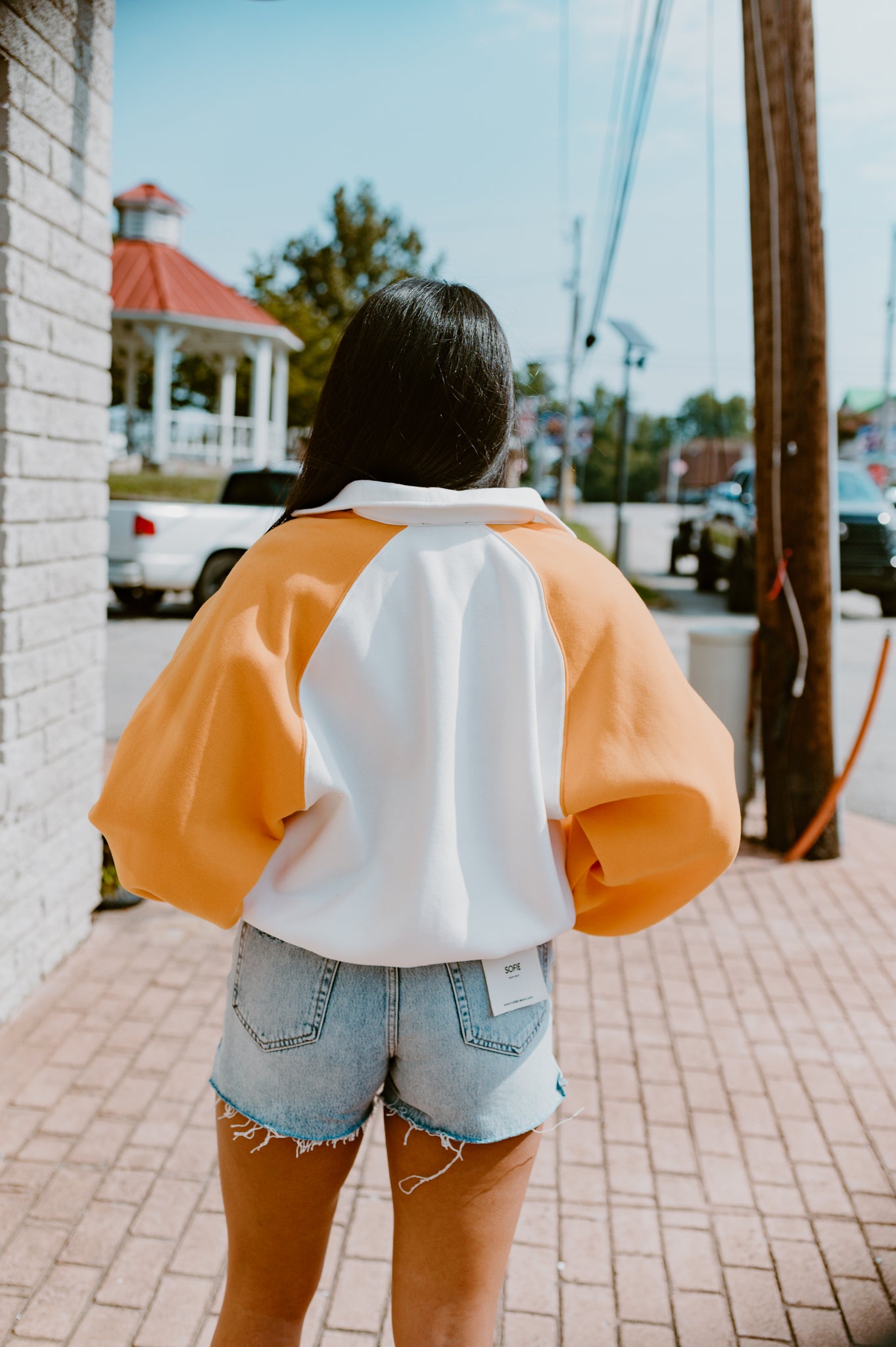 Orange and White Colorblock Sweatshirt