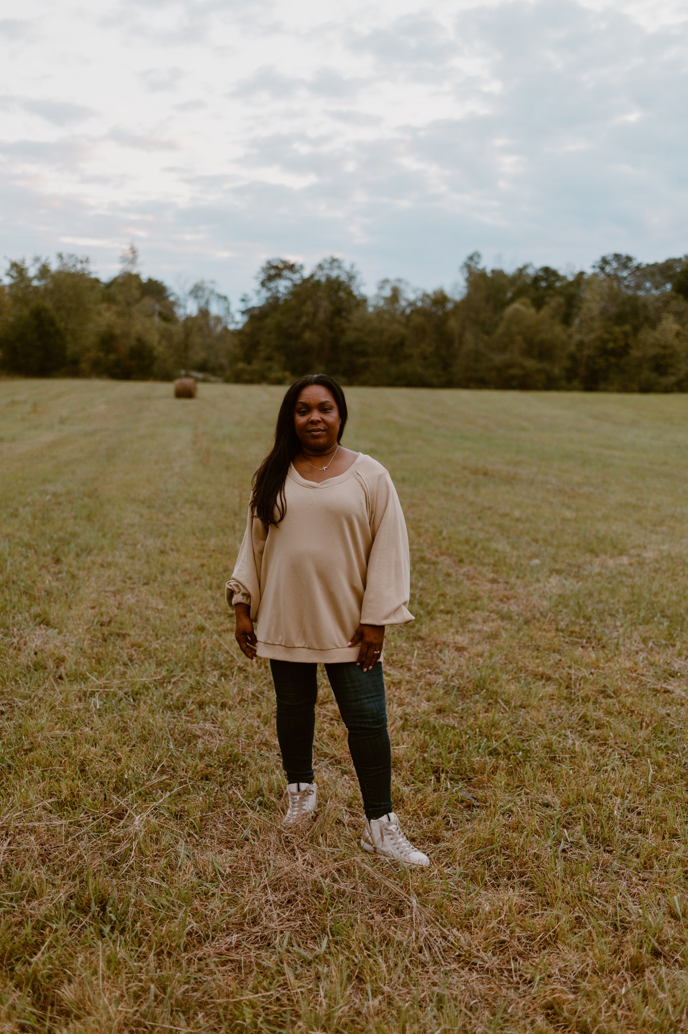 It's Showing Off Back Cross Sweatshirt | Khaki