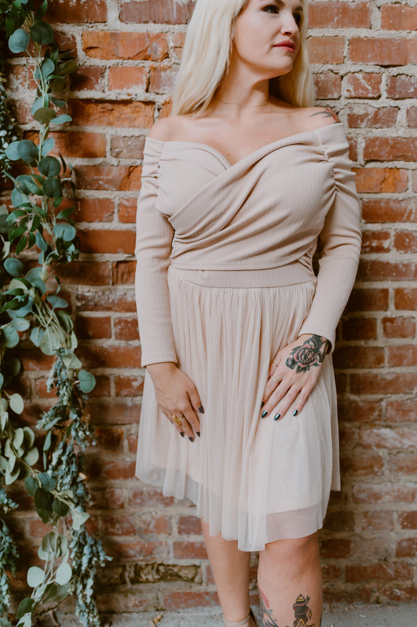 Double Cross Surplice Tulle Mini Dress