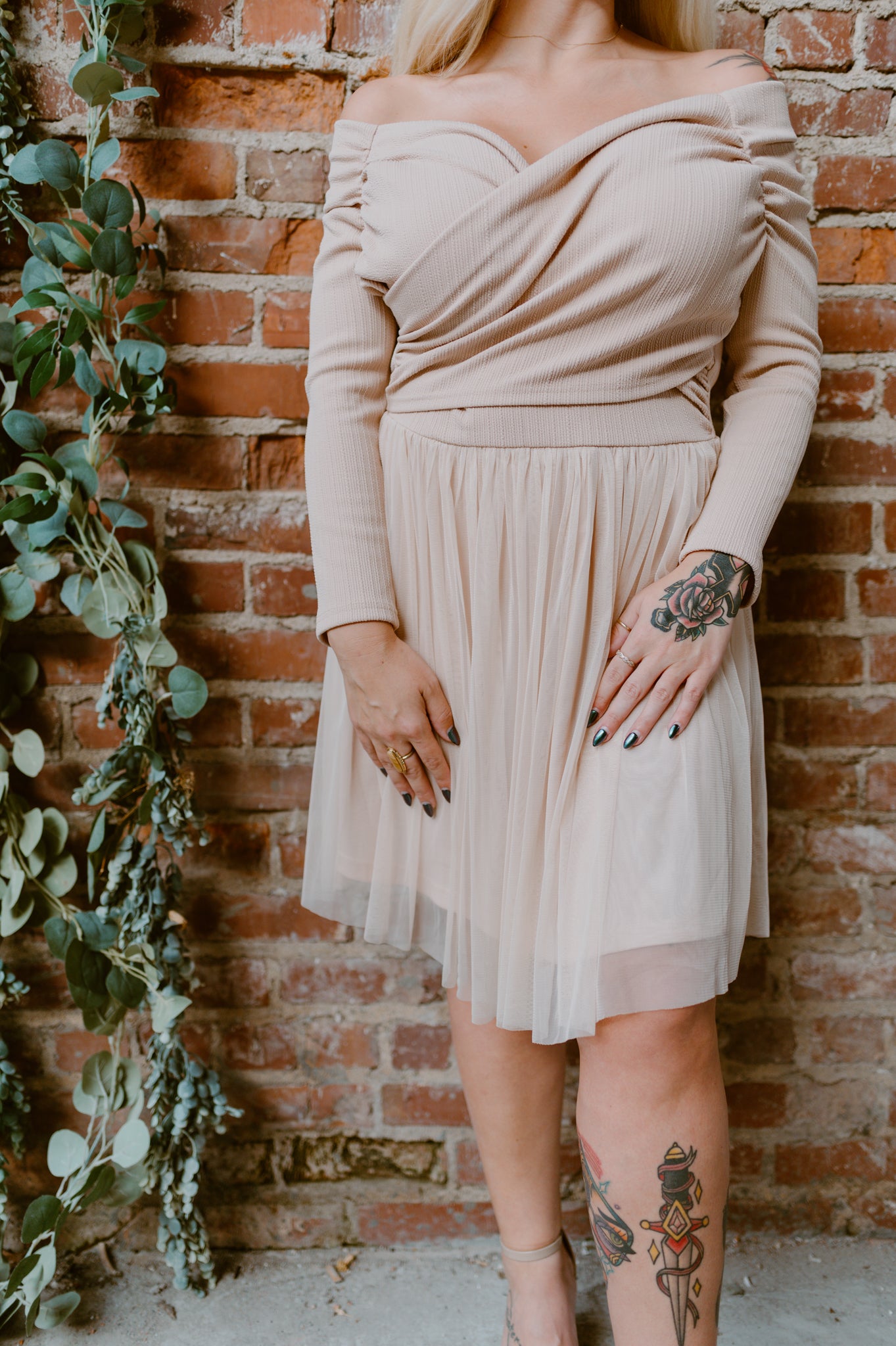 Double Cross Surplice Tulle Mini Dress