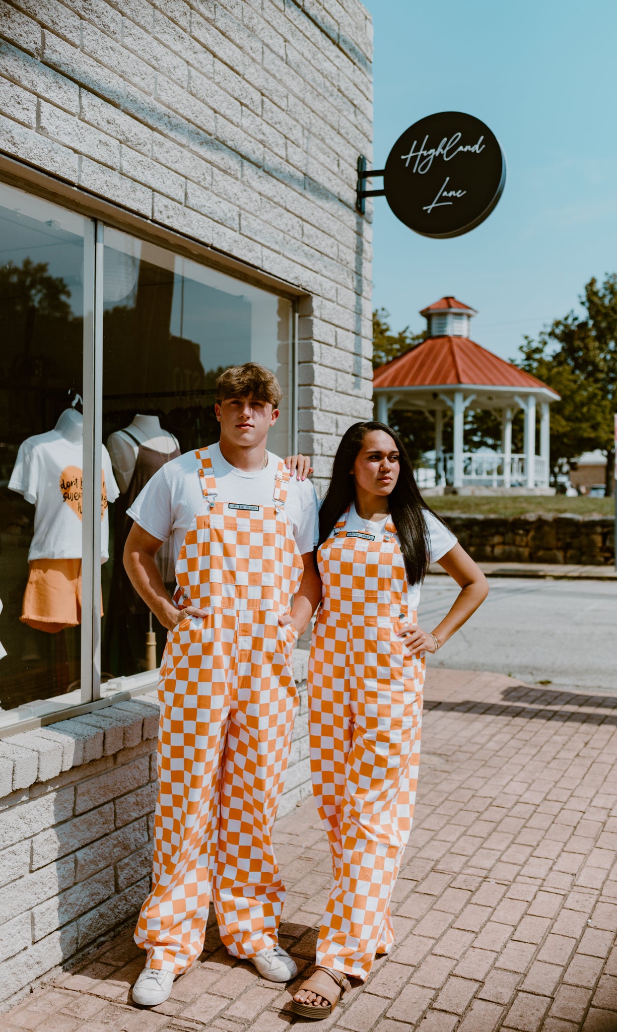 Orange & White Checkered Game Day Bibs | Adult