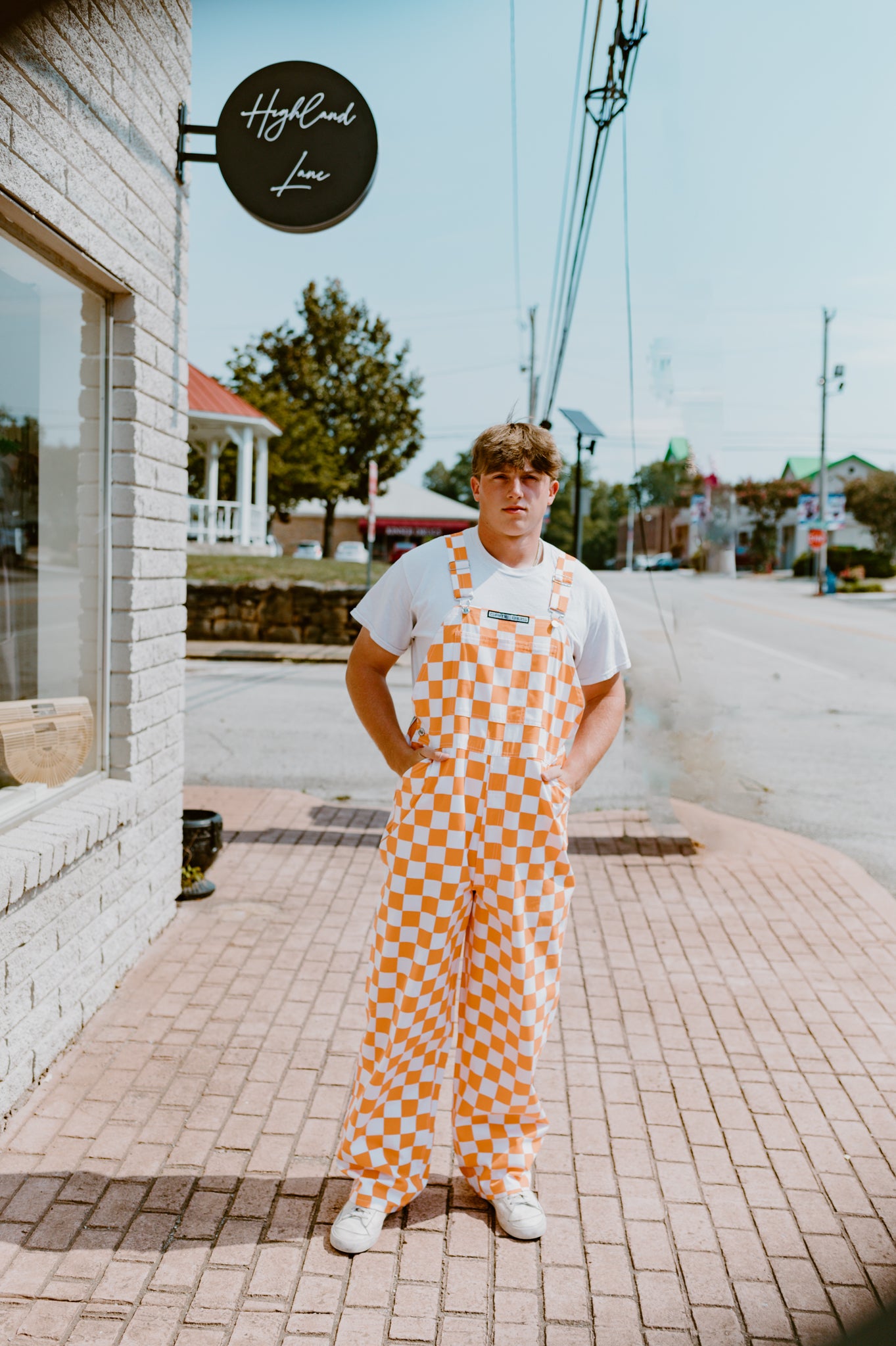 Orange & White Checkered Game Day Bibs | Adult
