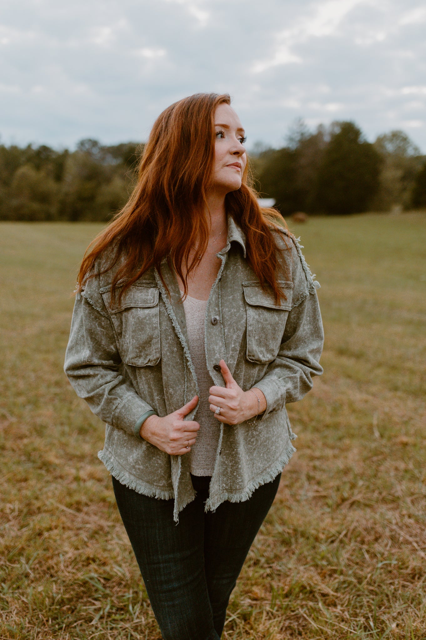 All the Things Oversized Denim Shacket | Olive