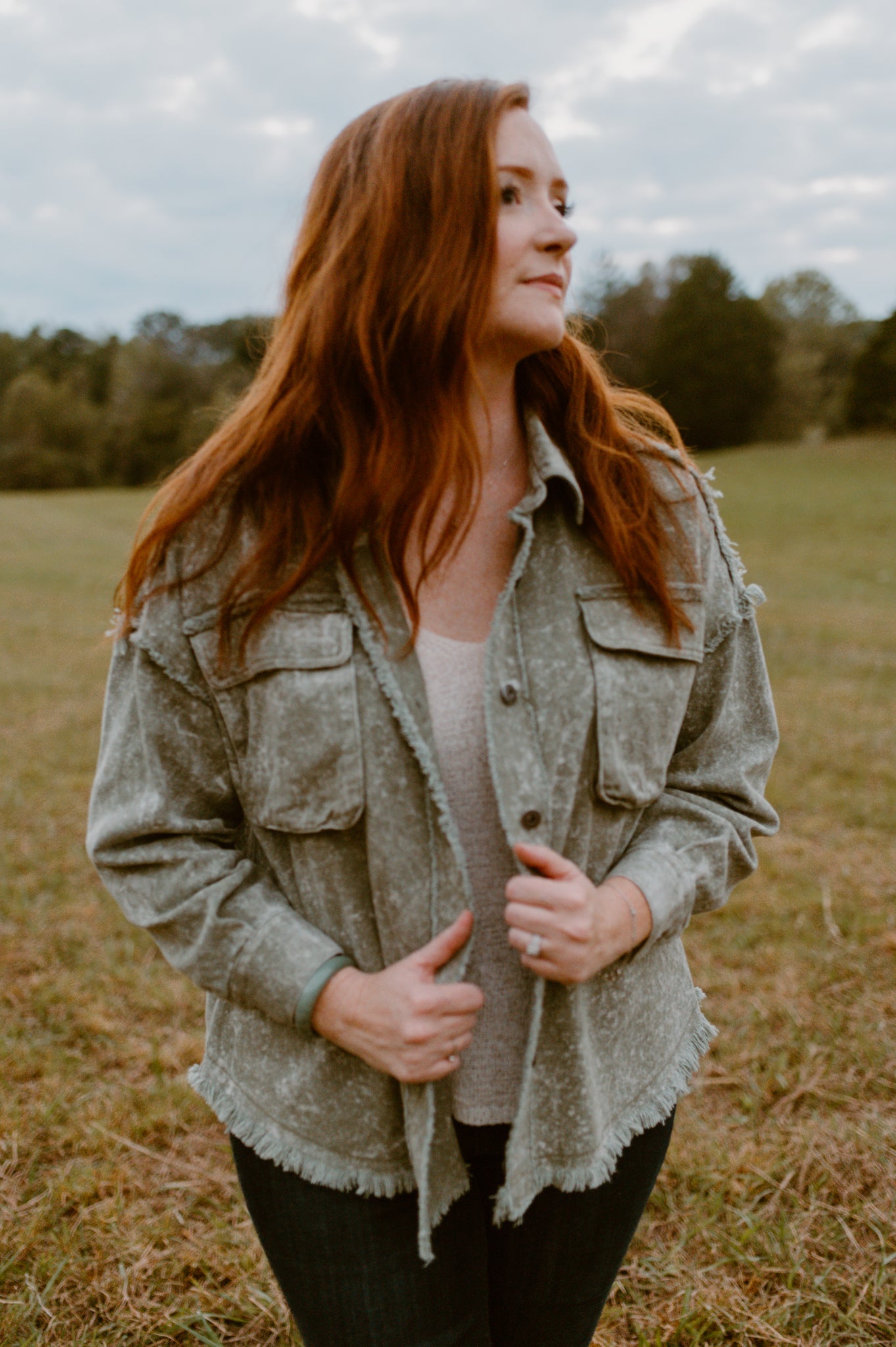 All the Things Oversized Denim Shacket | Olive