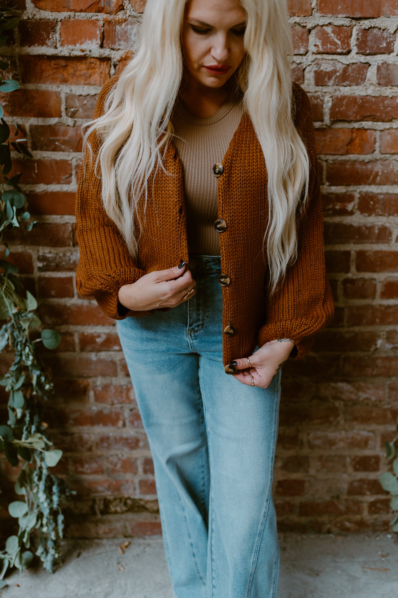 Balloon Sleeve Cardigan | Mocha