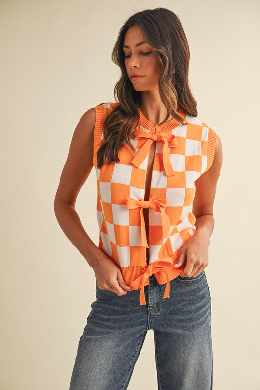 The Victory Bow Knit Vest | Tennessee Orange