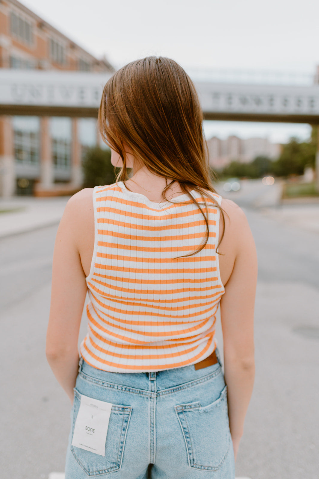 The Sunshine Stripe Sweater Tank | Orange & White