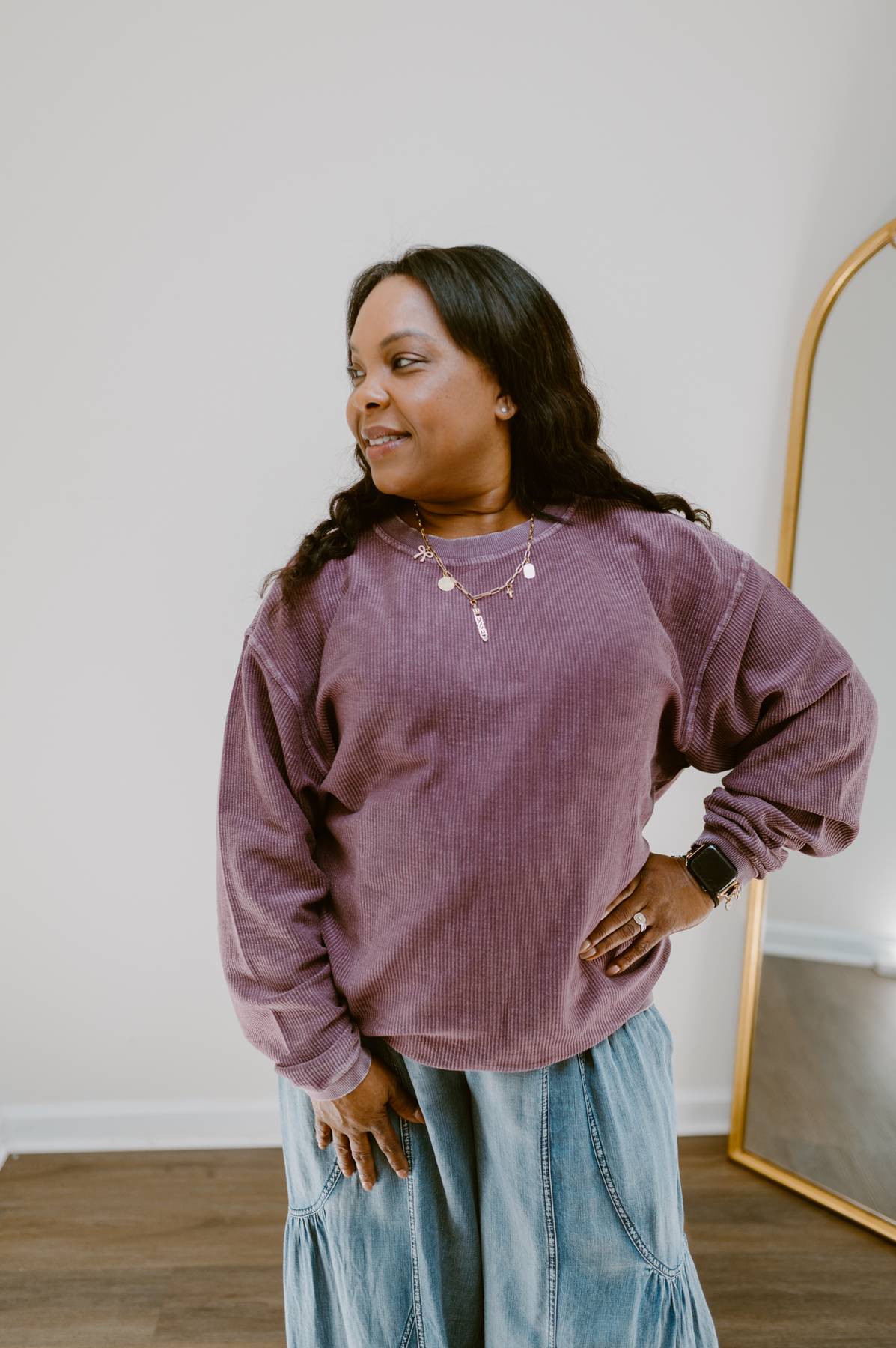 The Essential Luxe Corded Crew | Italian Plum