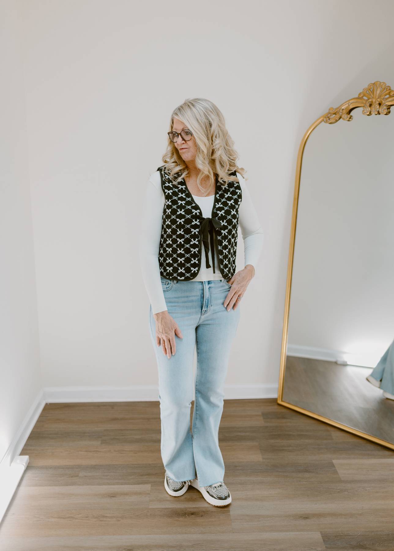 The Quilted Bow Vest | Black