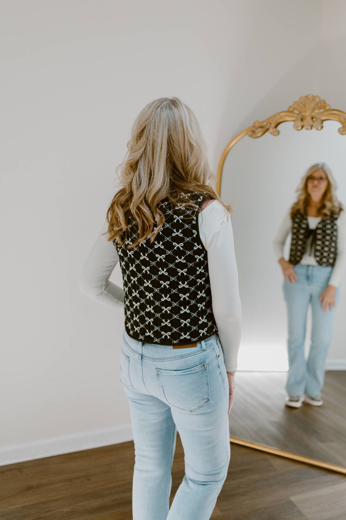 The Quilted Bow Vest | Black