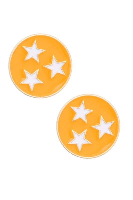 Tri-Star Enamel Stud Earrings