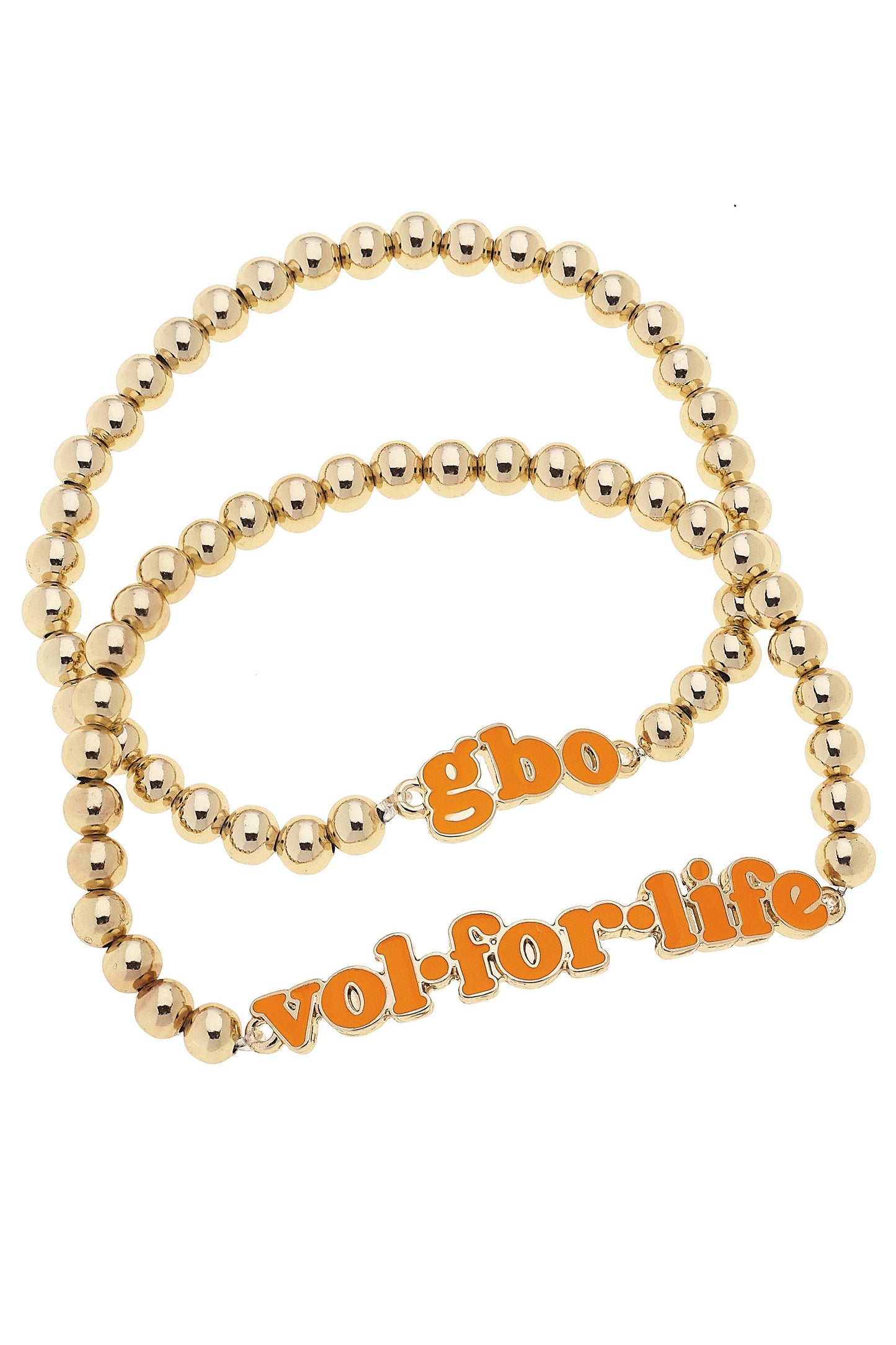 Tennessee Vols Slogan Ball Bead Bracelet Set of 2