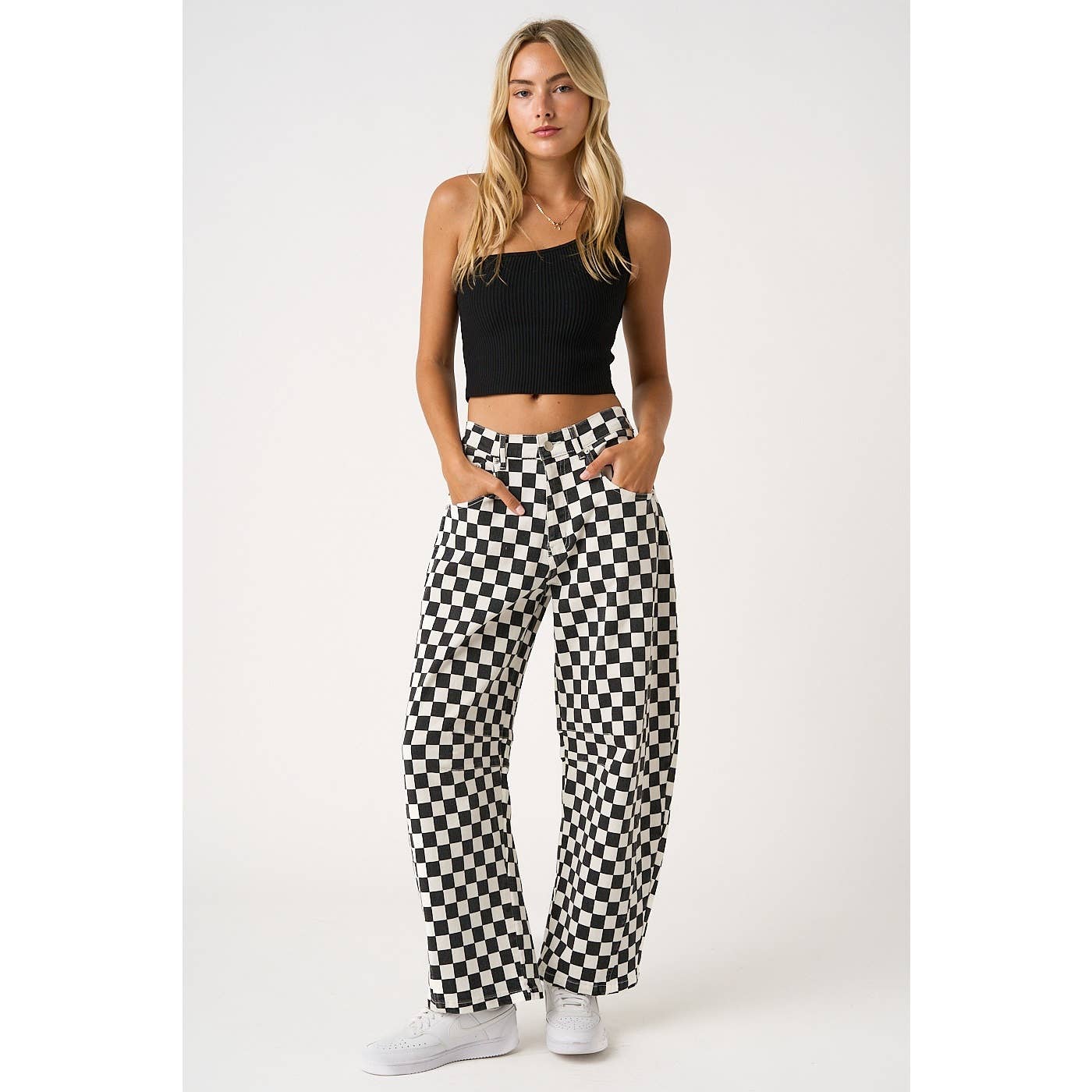 The Checkerboard Edit Barrel Jeans