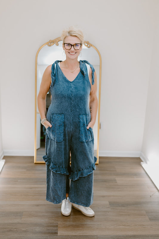 The Eloise Ruffle Jumpsuit | Navy