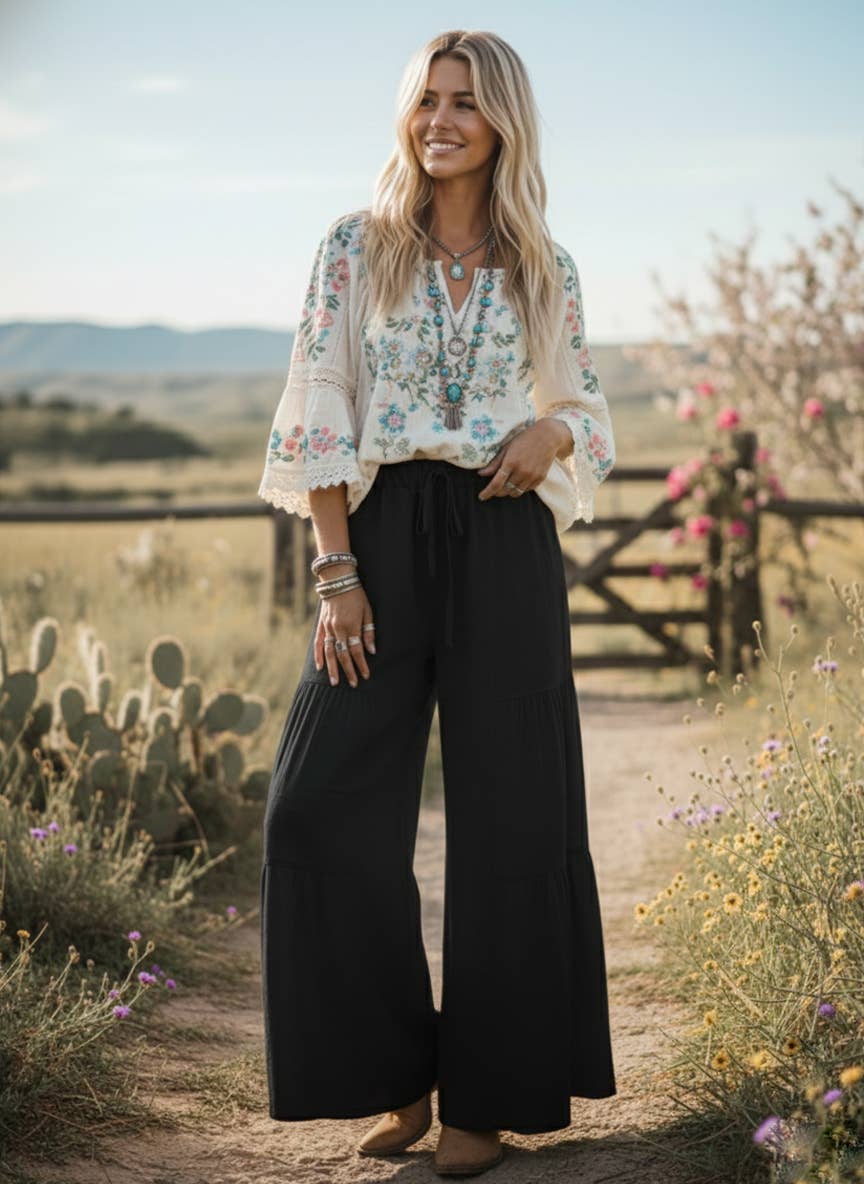 The Free Spirit Tiered Palazzo Pants | Natural
