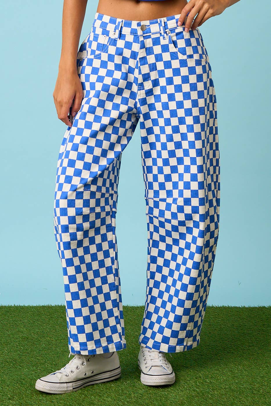 The Checkerboard Edit Barrel Jeans