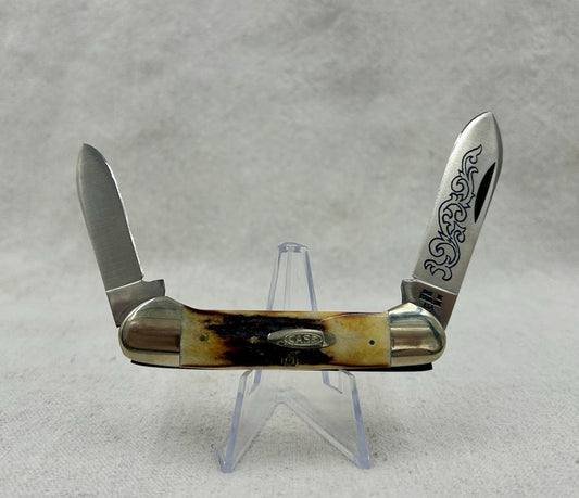 Case XX Blue Scroll USA Stag Folding Pocket Knife 52131 SSP 3-Dot 1977 Canoe