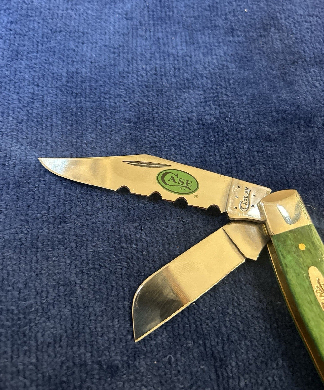 2015 CASE Shepherd Hills 3 Stockman Burl Green Bone - Serrated - Only 150 Made!!