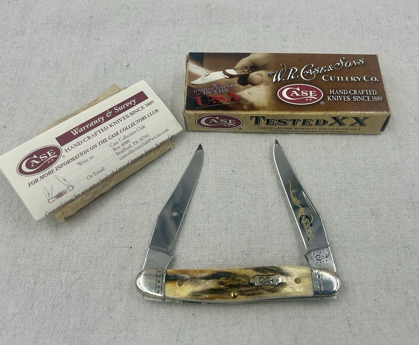 2009 Case Stag Muskrat - Polished Silver Nickel Bolsters - Etched Blade