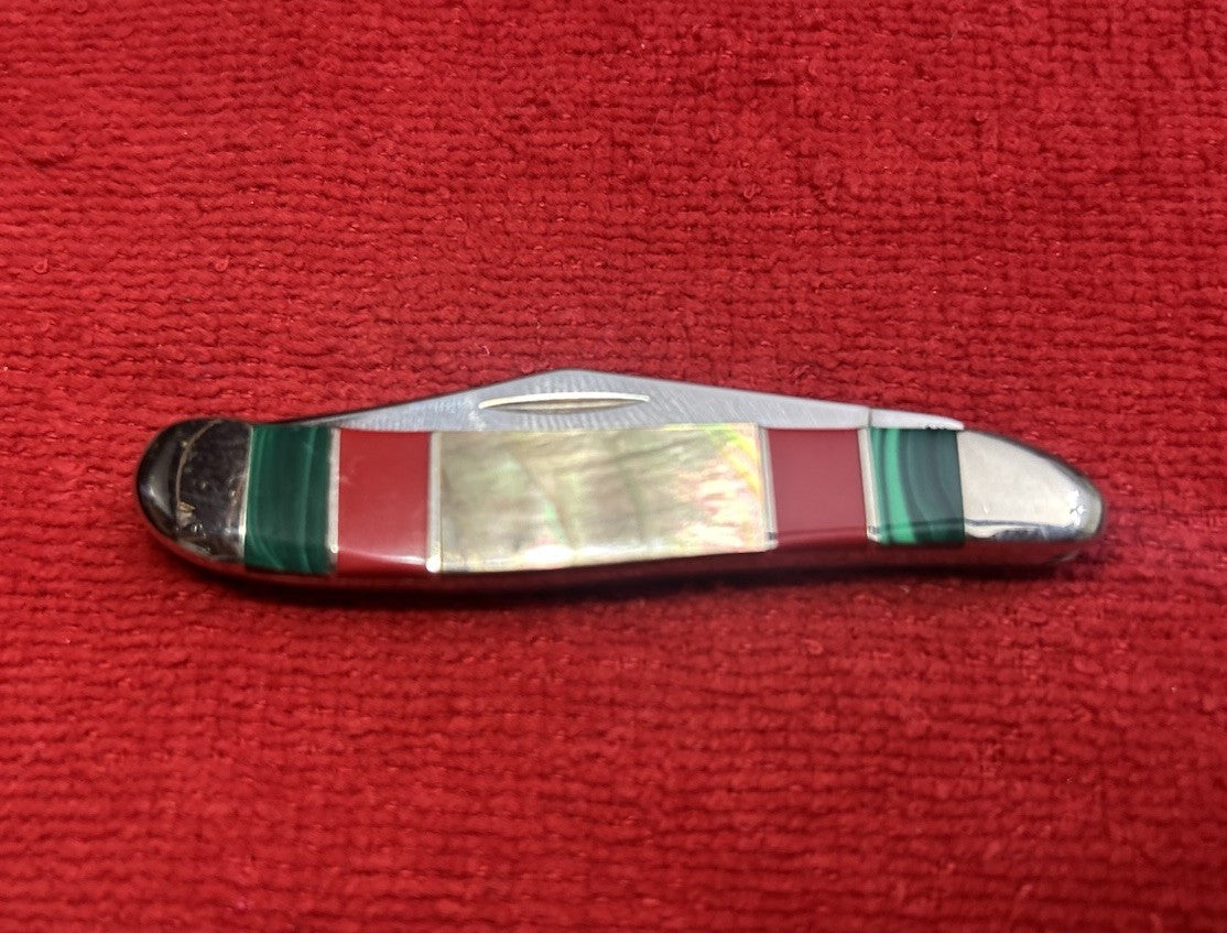 2009 CASE Peanut - Exotic Inlay Black Pearl w Jade / Red Coral - Only 150 Made!