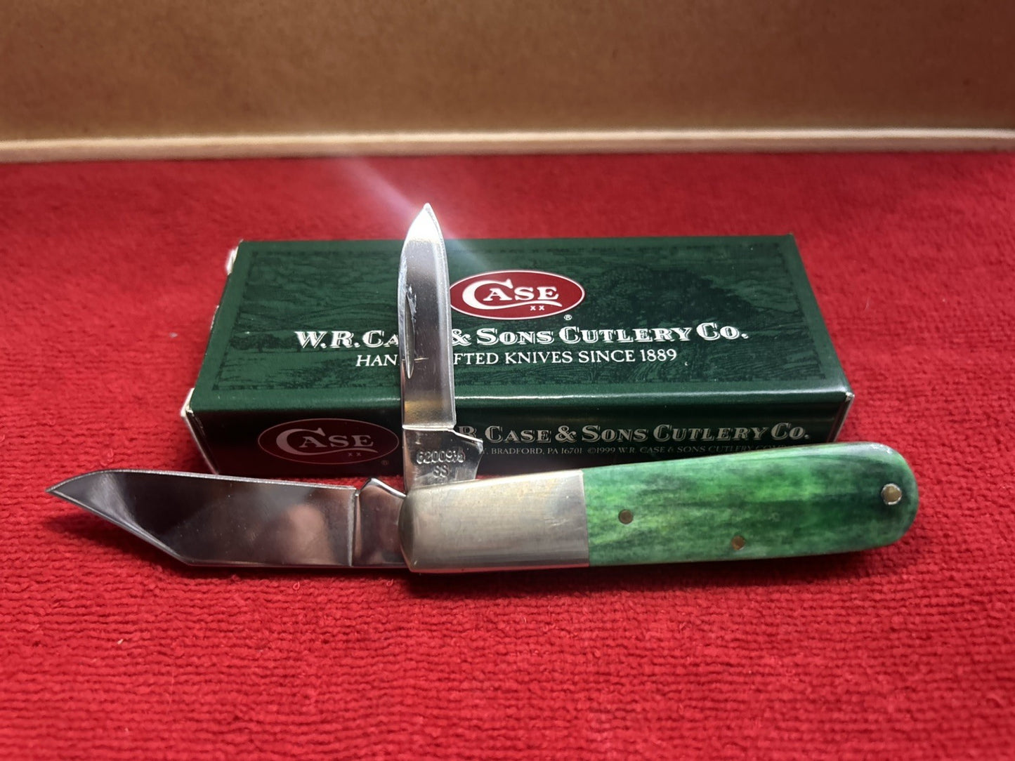 1997 CASE XX  Barlow Knife - 2 Blade - Pattern 62009 1/2 - Green Appaloosa Bone!