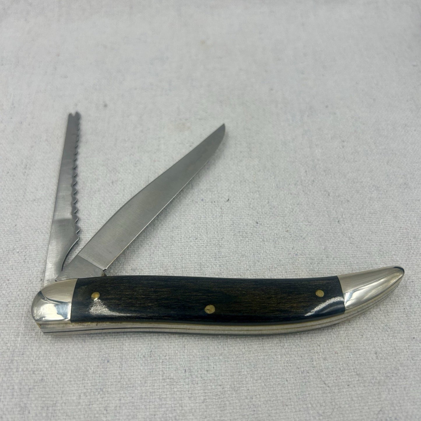Queen Cutlery Texas Toothpick - #46 USA Fishing Knife - Rare Ebony Wood Handles