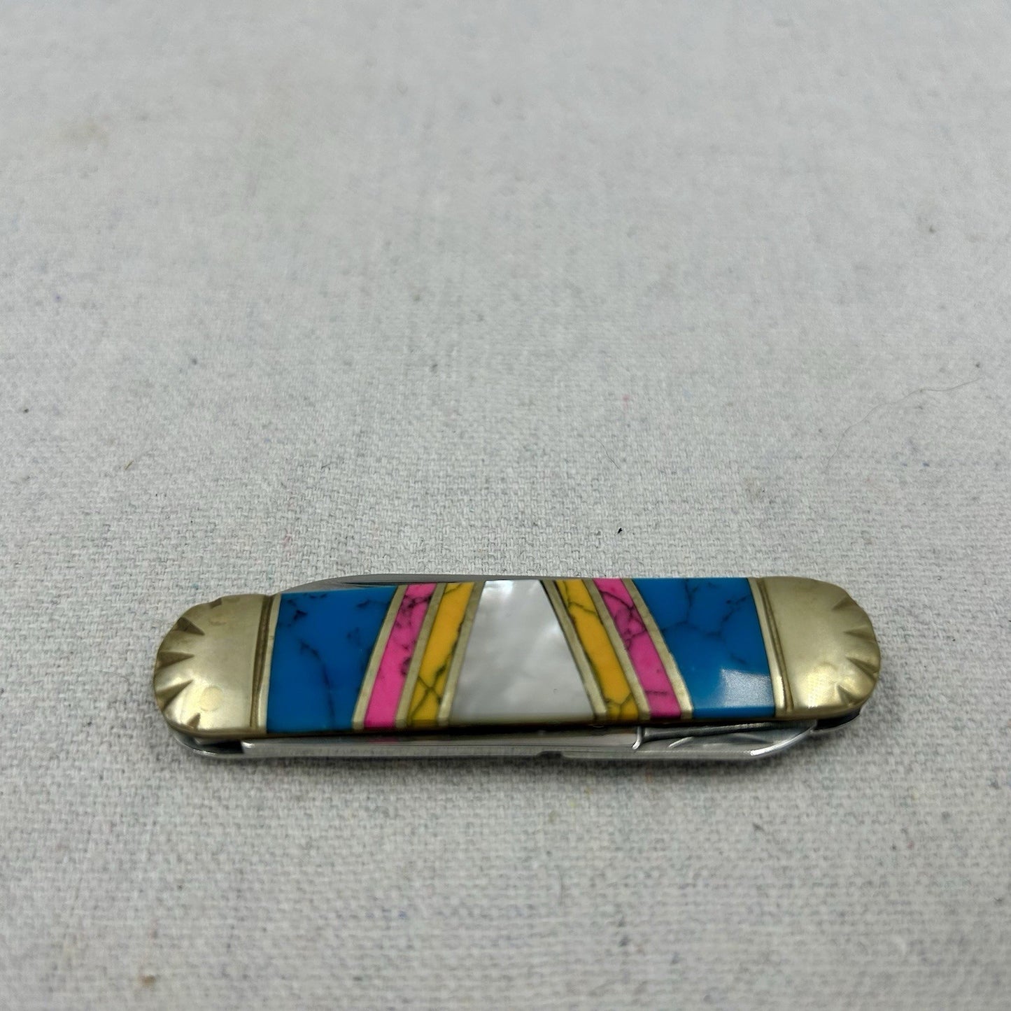 SCHRADE CLASSIC UNCLE HENRY TURQUOISE PEARL LOBSTER MONEY CLIP KNIFE W/SCISSORS