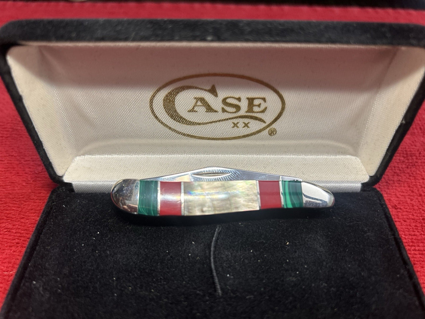 2009 CASE Peanut - Exotic Inlay Black Pearl w Jade / Red Coral - Only 150 Made!