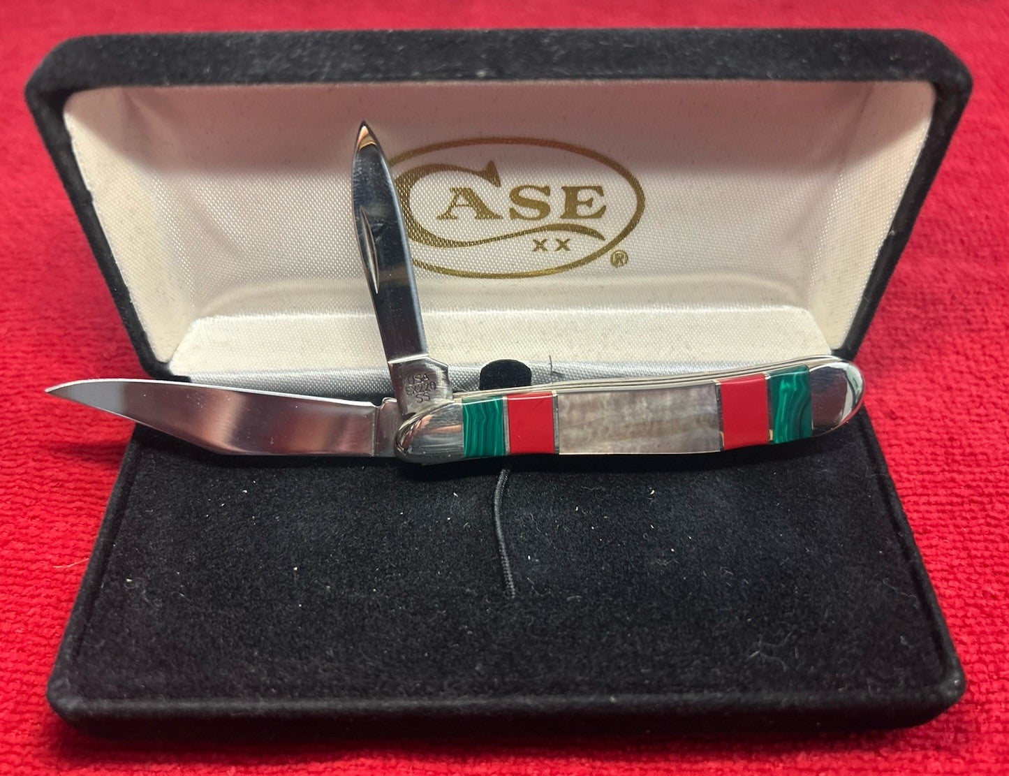 2009 CASE Peanut - Exotic Inlay Black Pearl w Jade / Red Coral - Only 150 Made!