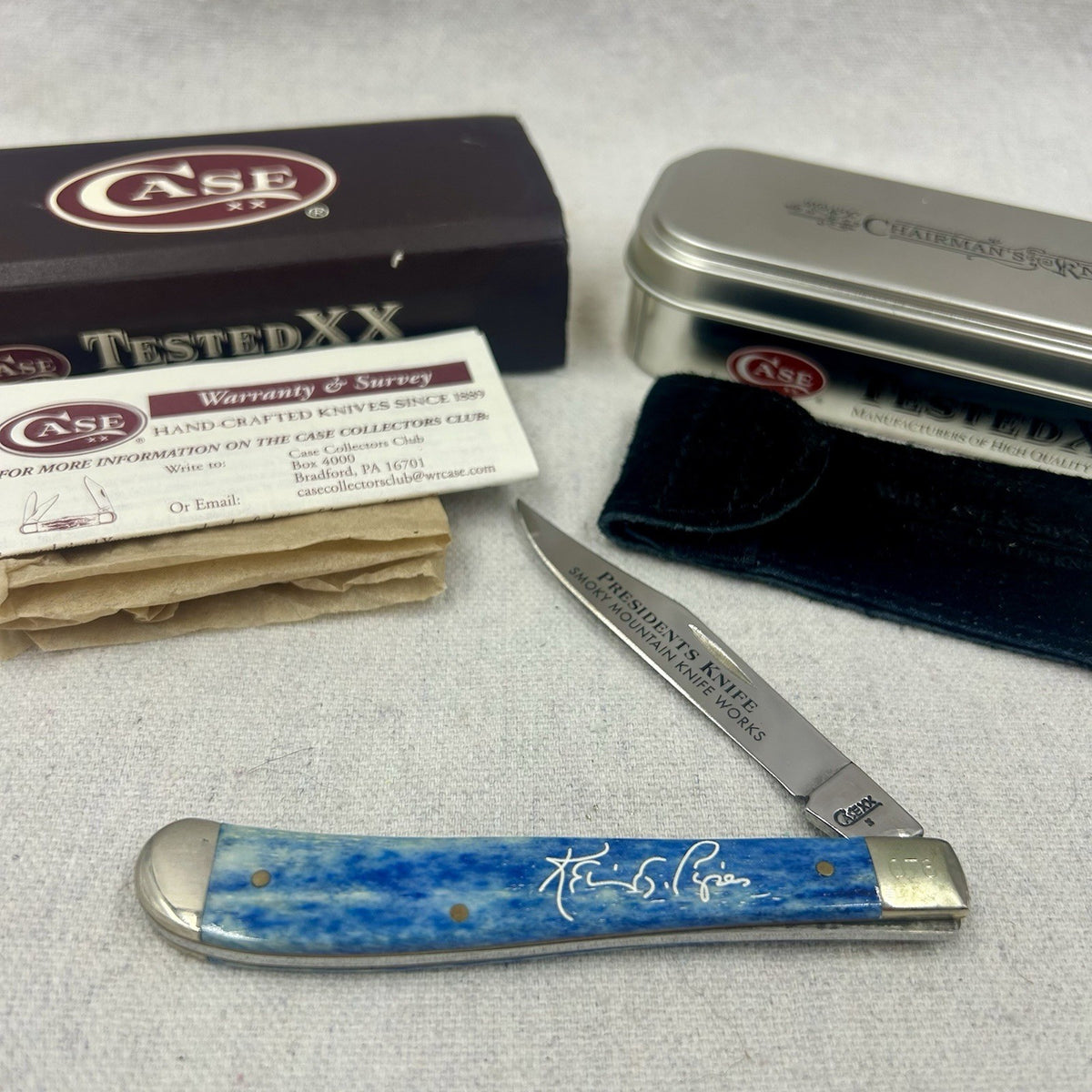 Case Slimline Trapper - 2009 - President’s Knife Kevin Pipes SMKW w Tin - SN 076