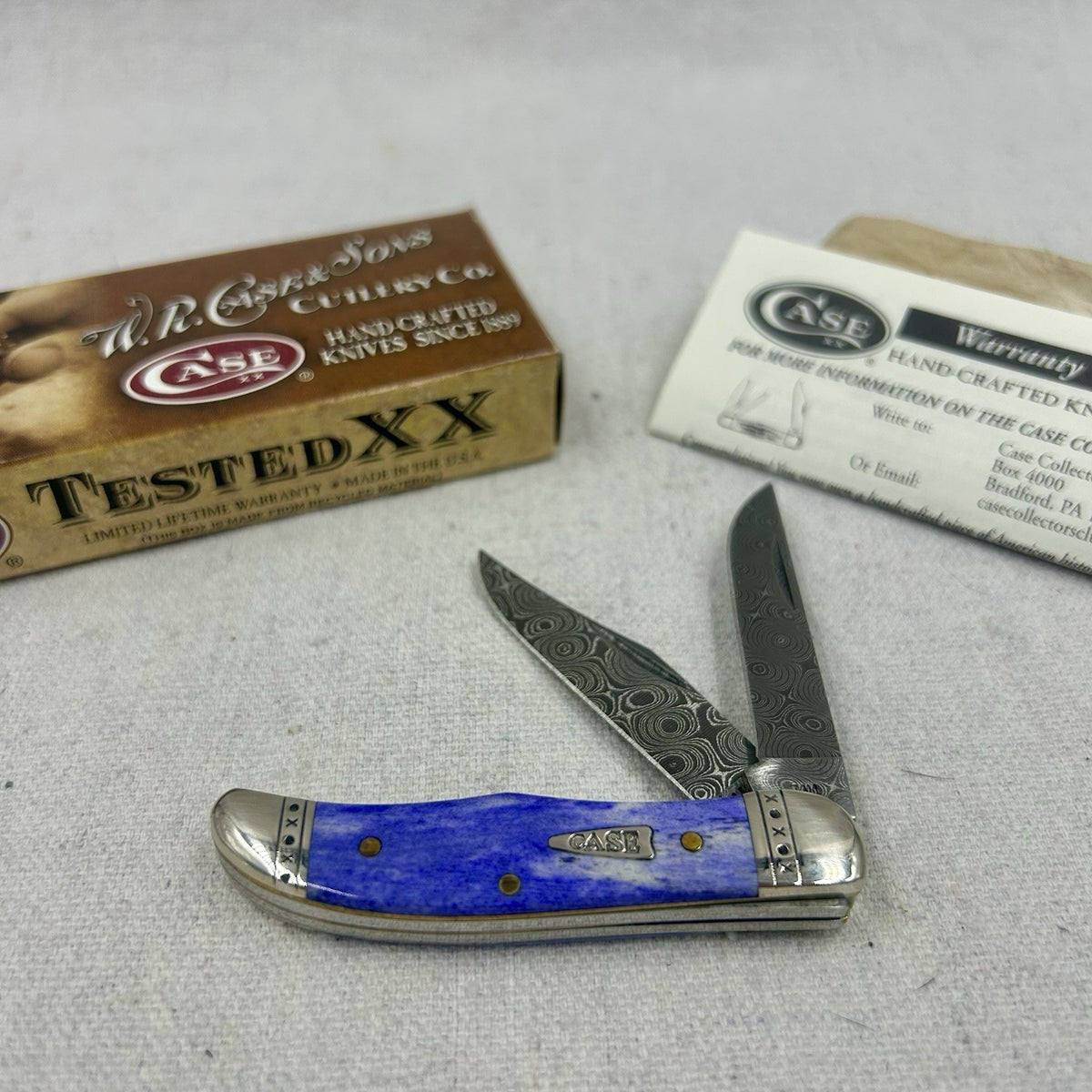 Case Pocket Hunter 2011 - Smooth Ultra Violet Bone Damascus - Orig Box -Rare 🔥