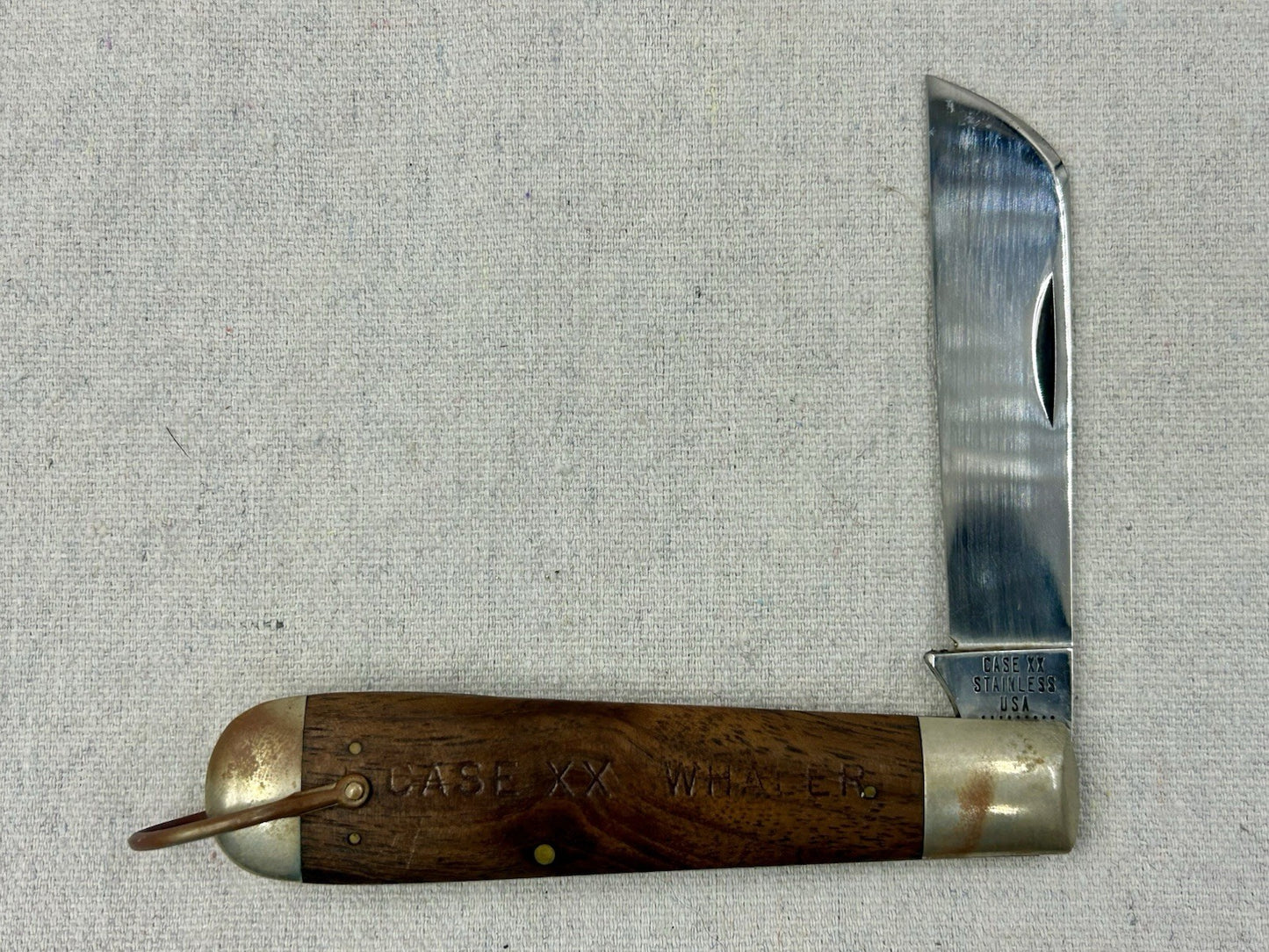 1971 Case XX 1199 SH R Whaler Rope Knife 9 Dot Wood Handle Whale Etch