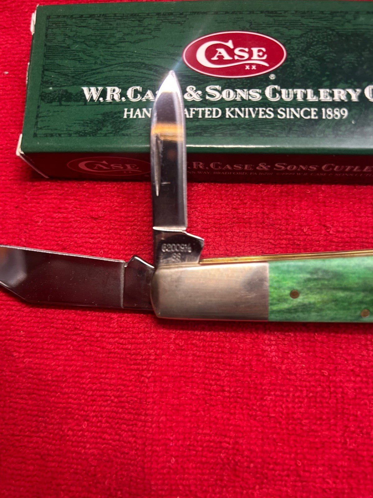 1997 CASE XX  Barlow Knife - 2 Blade - Pattern 62009 1/2 - Green Appaloosa Bone!