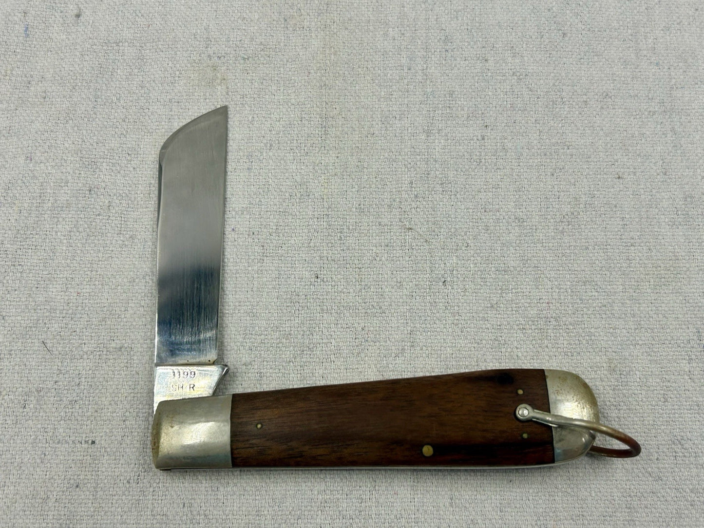 1971 Case XX 1199 SH R Whaler Rope Knife 9 Dot Wood Handle Whale Etch