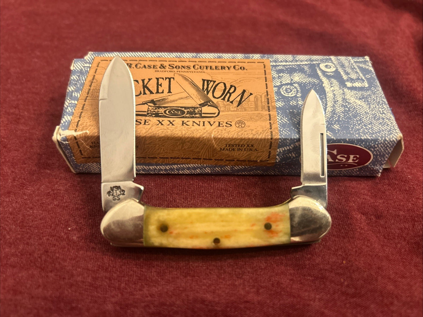 2001 Case XX 62132 Baby Butterbean - 10 Dot - Red Appaloosa Bone W Original Box