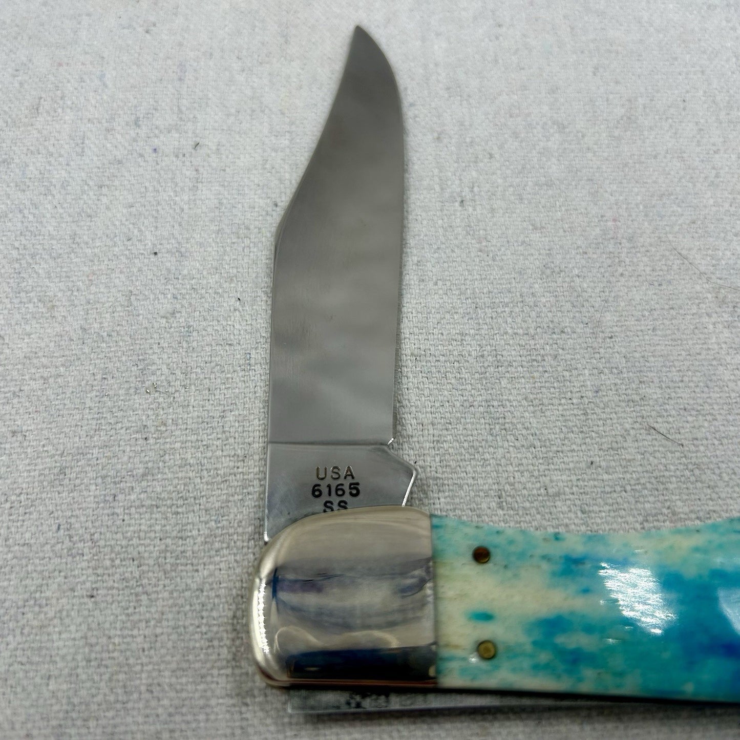 2010 Case Large Hunter 6165 Tang Stamp Premiere - Blue Appaloosa Handles - w Tin