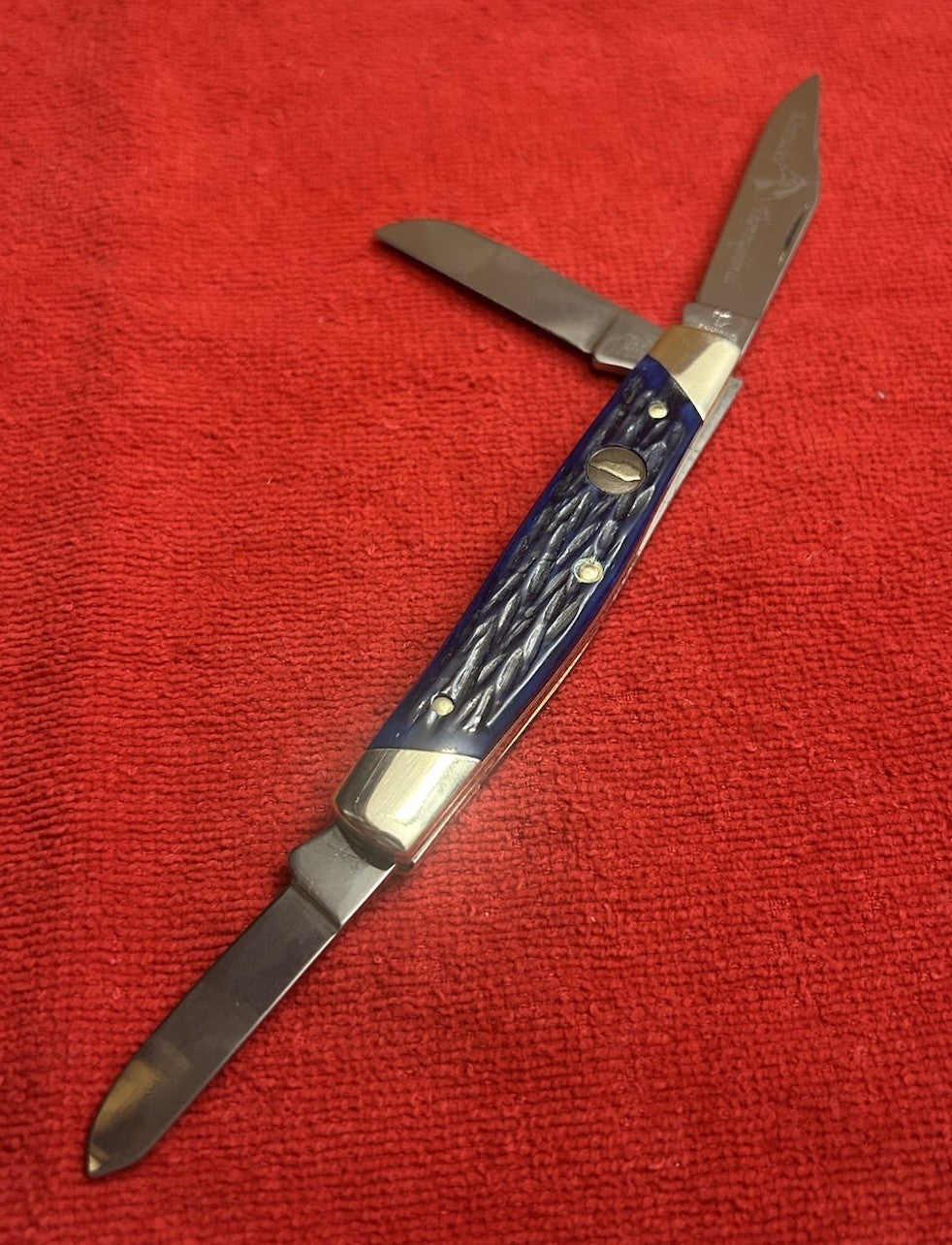 Hen & Rooster Large Stockman Knife, Soligen Germany, KENTUCKY THOROUGHBRED Blue