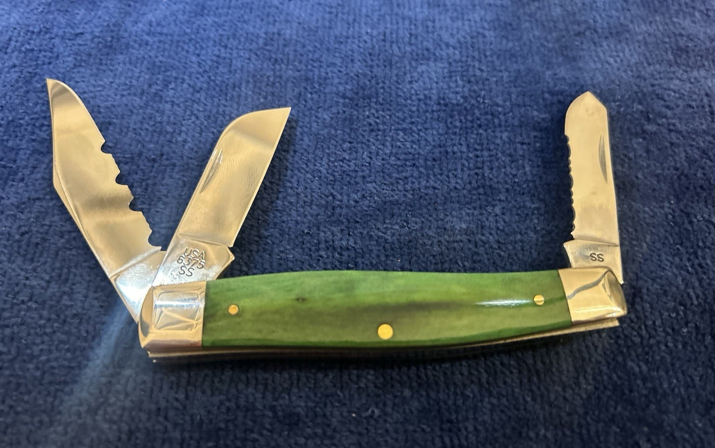 2015 CASE Shepherd Hills 3 Stockman Burl Green Bone - Serrated - Only 150 Made!!