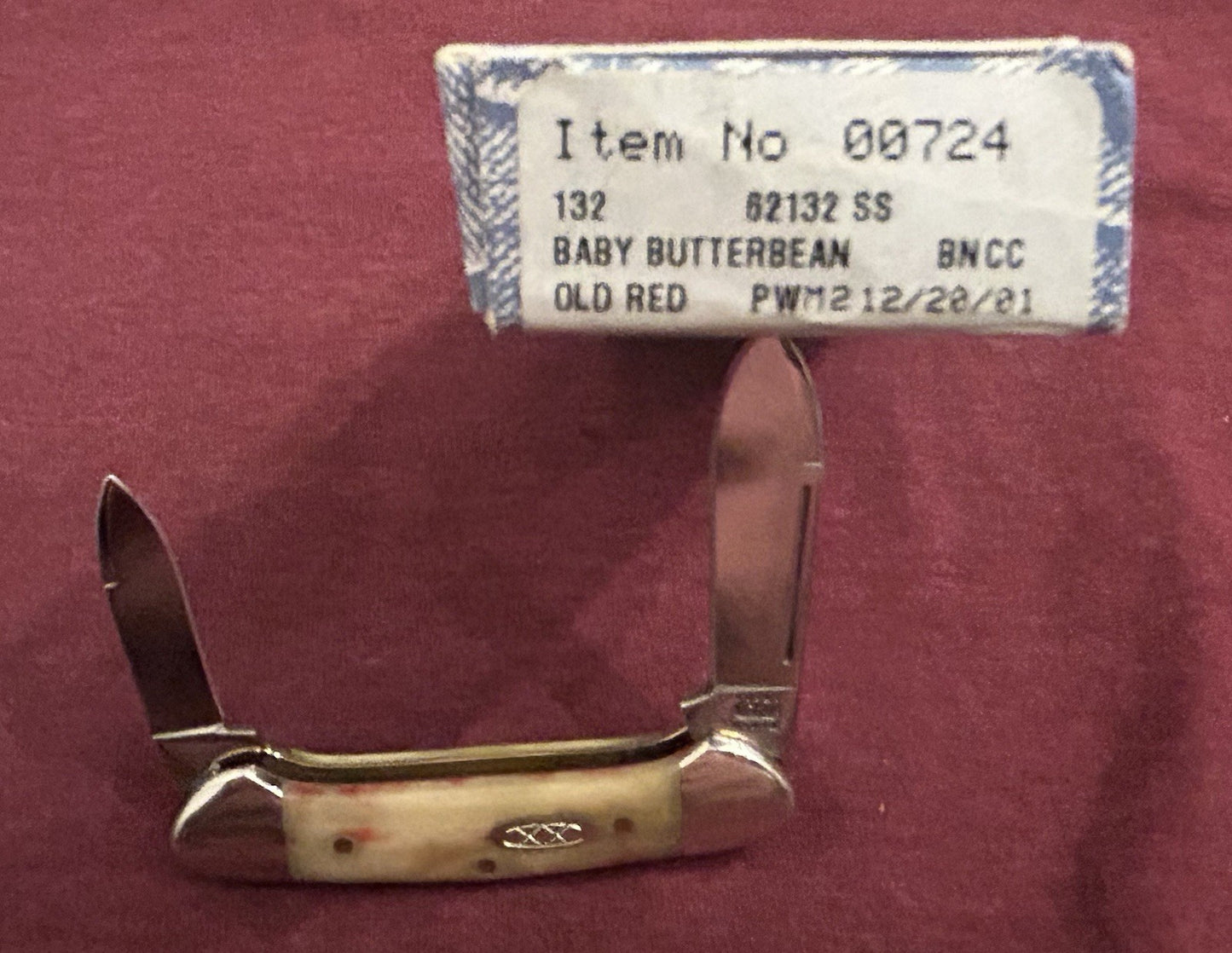 2001 Case XX 62132 Baby Butterbean - 10 Dot - Red Appaloosa Bone W Original Box