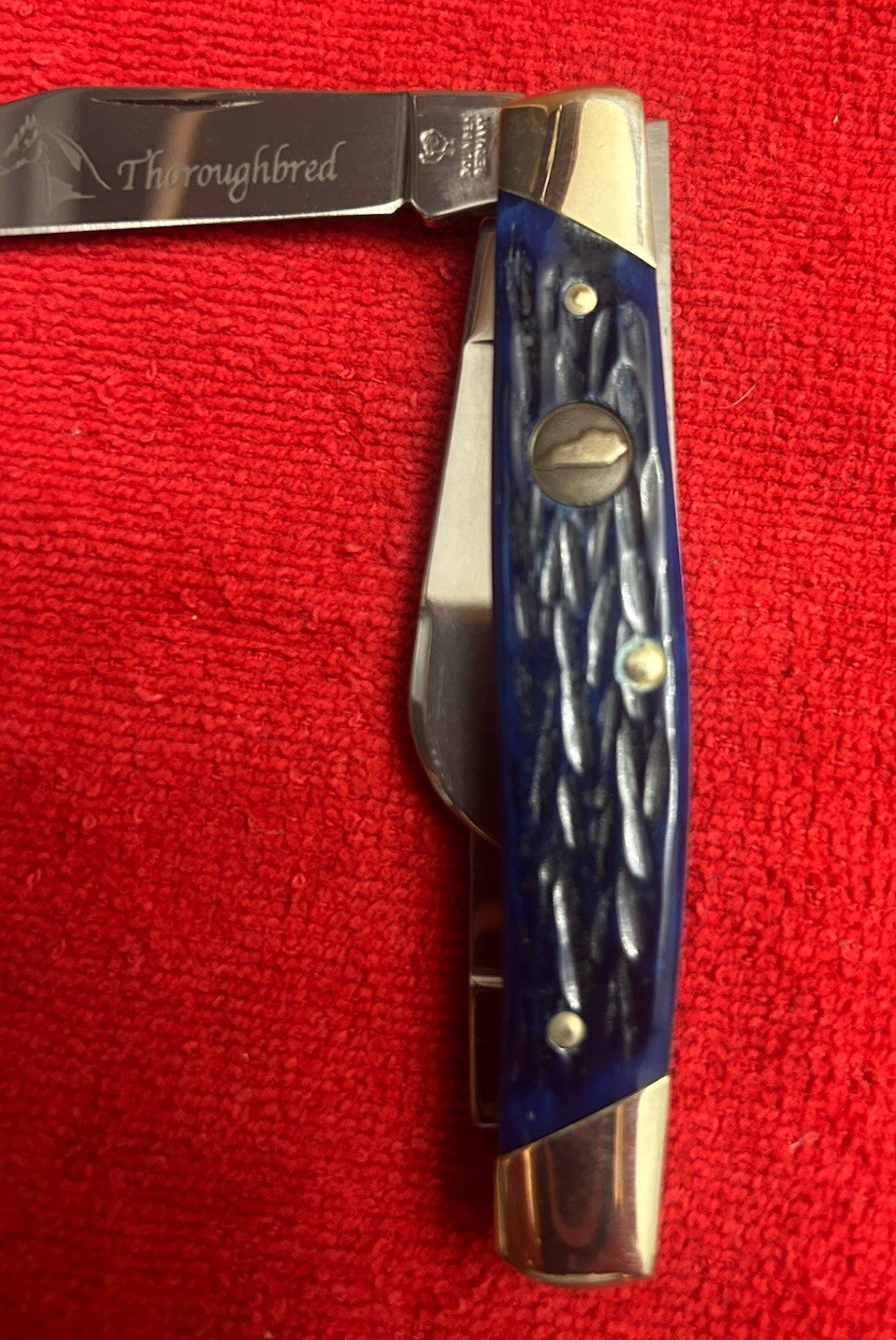 Hen & Rooster Large Stockman Knife, Soligen Germany, KENTUCKY THOROUGHBRED Blue