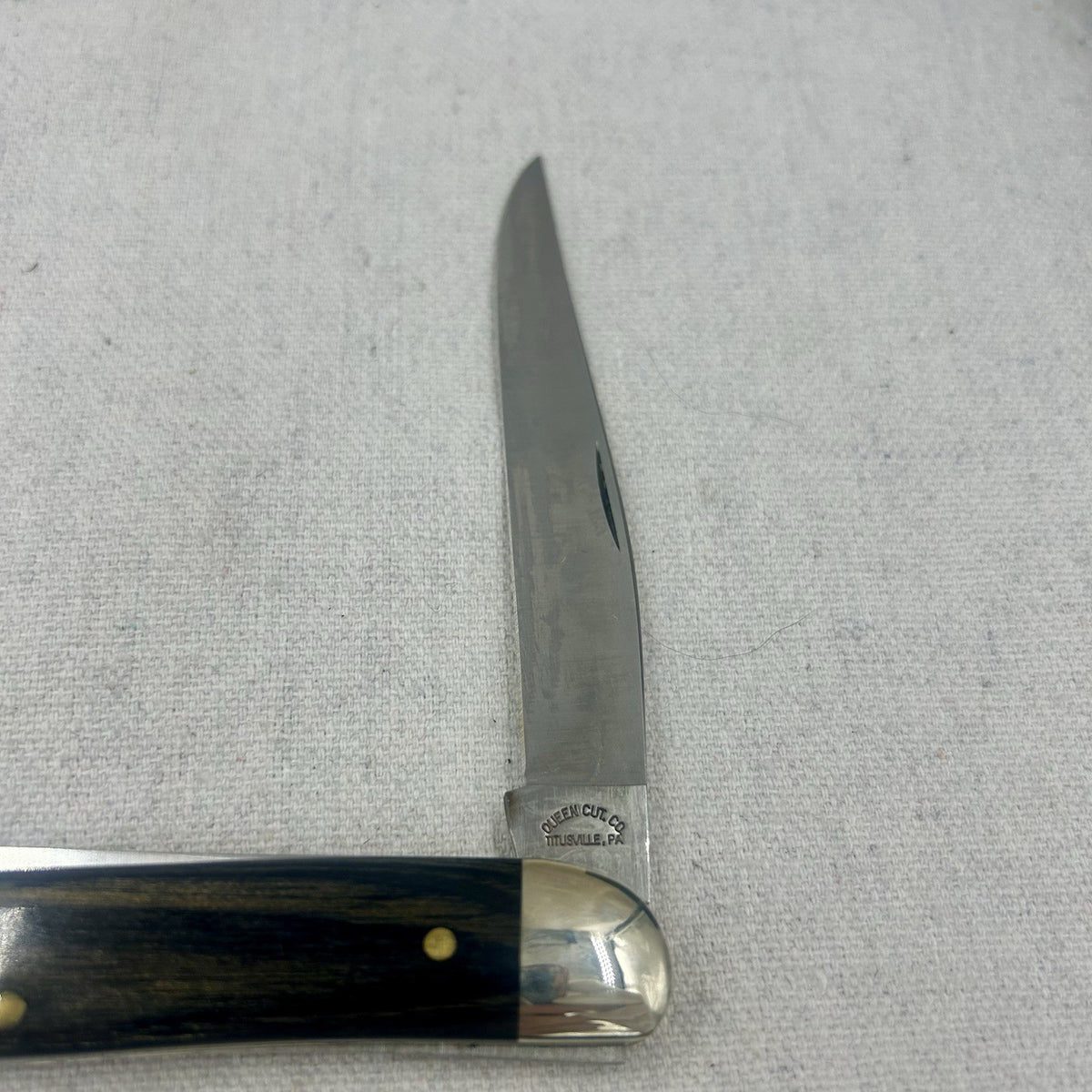 Queen Cutlery Texas Toothpick - #46 USA Fishing Knife - Rare Ebony Wood Handles