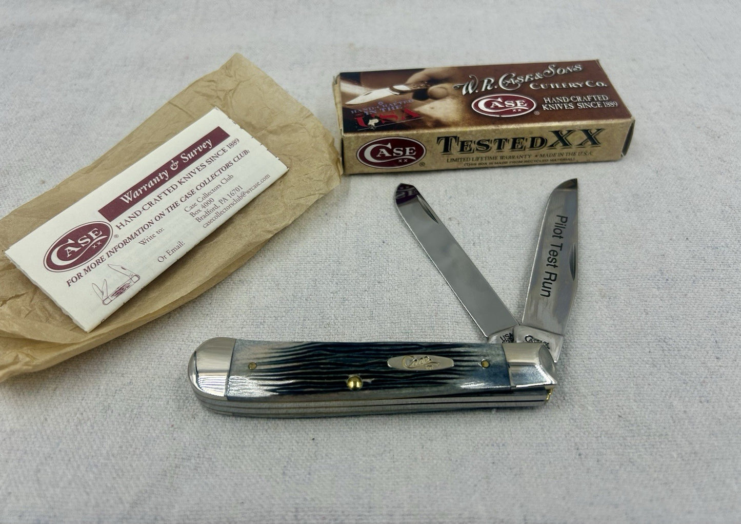 VERY RARE 2010 Case Pilot Test Run Gray Trapper - Winterbottom Bone Handles
