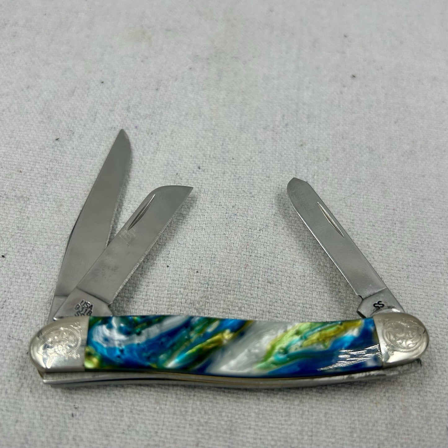 Case Stockman Engraved Bolster Series - Abalone Corelon - Limited Edition
