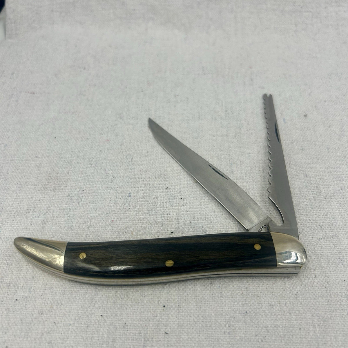 Queen Cutlery Texas Toothpick - #46 USA Fishing Knife - Rare Ebony Wood Handles