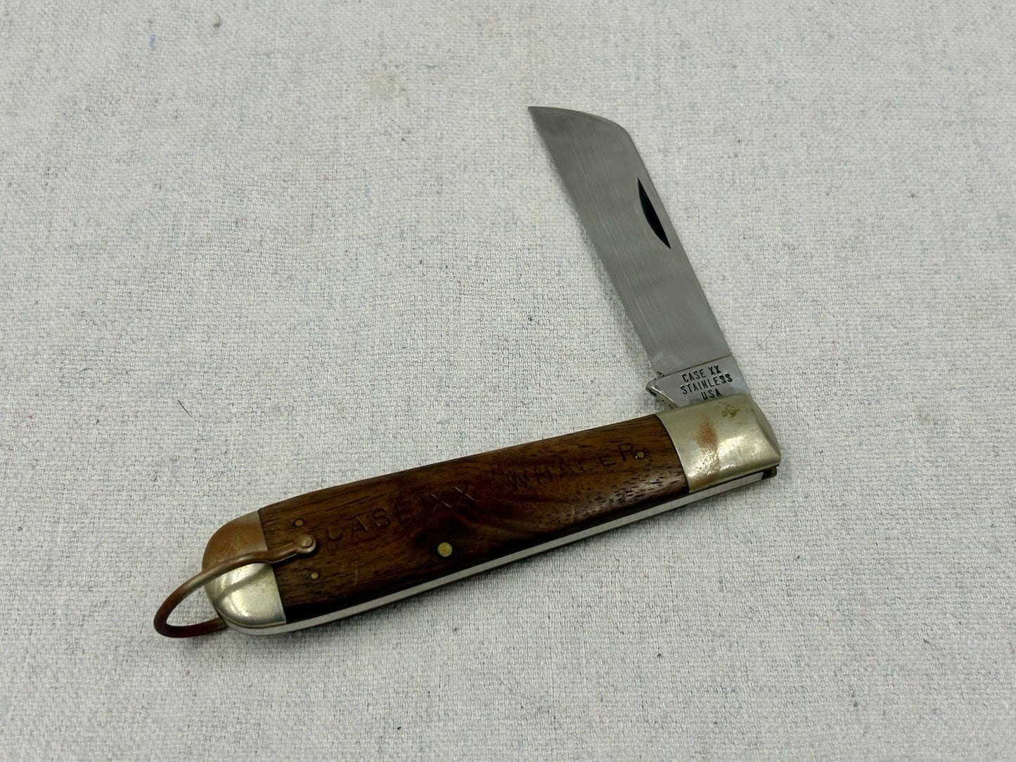 1971 Case XX 1199 SH R Whaler Rope Knife 9 Dot Wood Handle Whale Etch